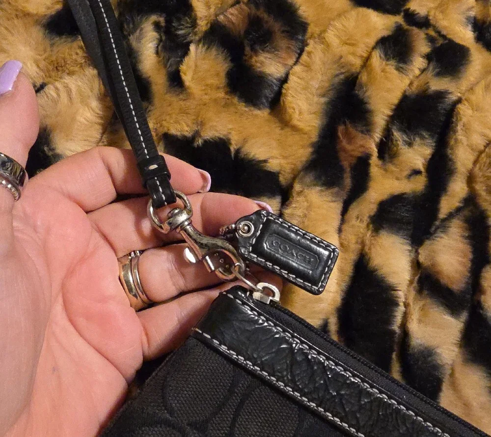 Coach Black Signature Wristlet Clutch